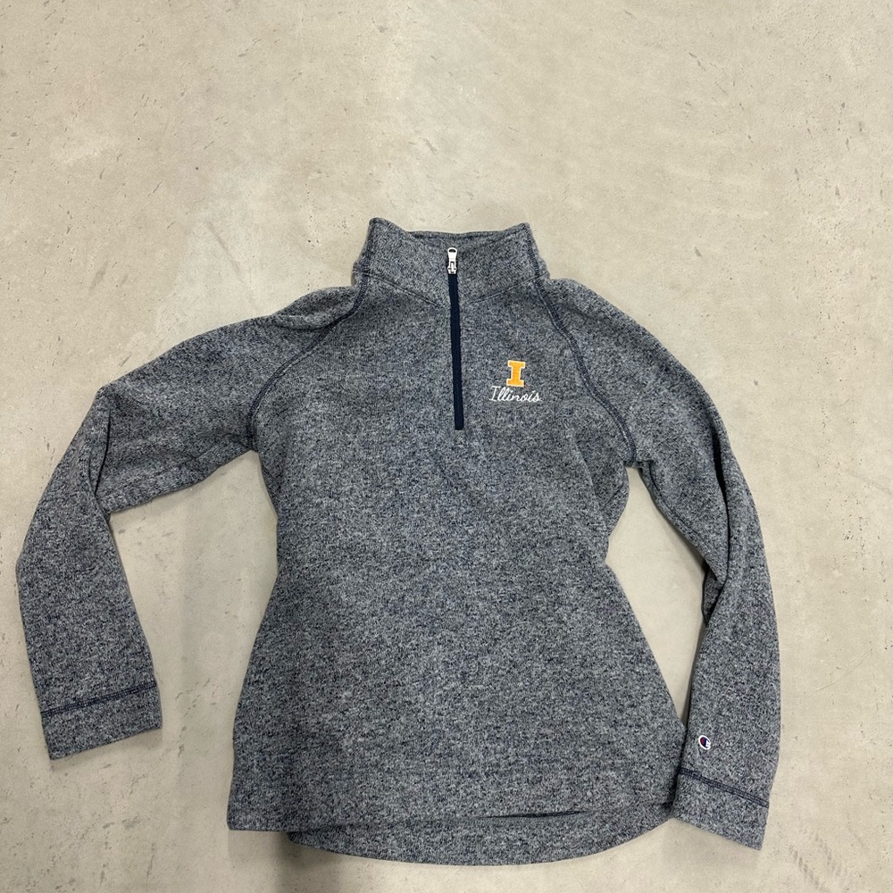 Illinois/UIUC Champion Women's Heather Gray Quarter-Zip Sweatshirt